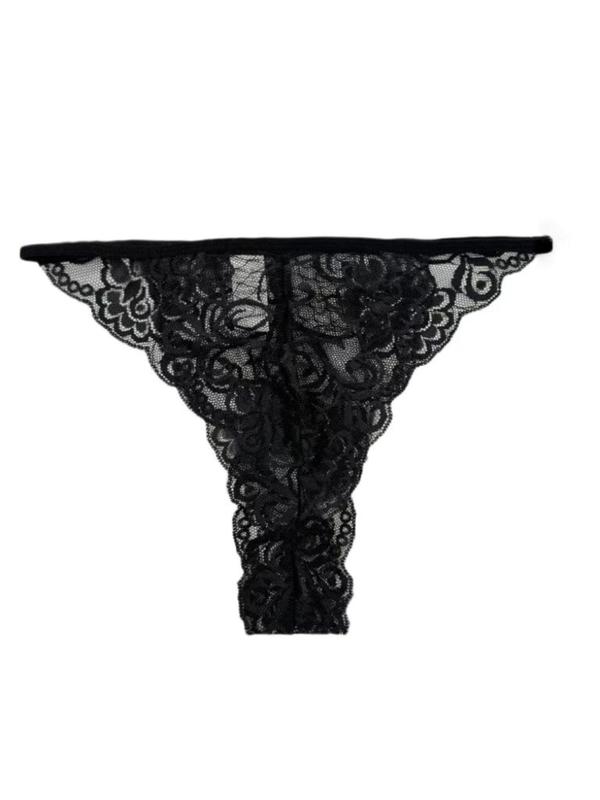 Men's Floral Lace Sheer Sexy Thong, Breathable Comfortable Scallop Trim Underwear for Daily Wear, Men's Underwear for All Seasons