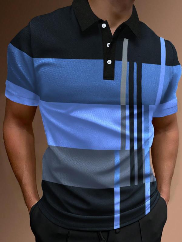 Men's Regular Fit Patchwork Half Button Polo Shirt, Polo Shirts Men, Polo Clothes, Casual Short Sleeve Polo Tee for Summer, Streetwear Menswear for Daily Wear