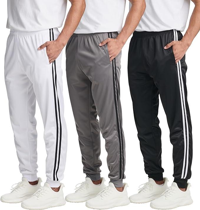 3 Pack Men Slim Fit Fleece Lined Casual Jogger Track Pants Sweatpants Gym Active