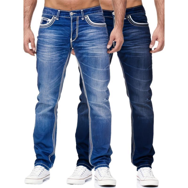 Men's Comfy Street Style Distressed Denim Pants With Pockets