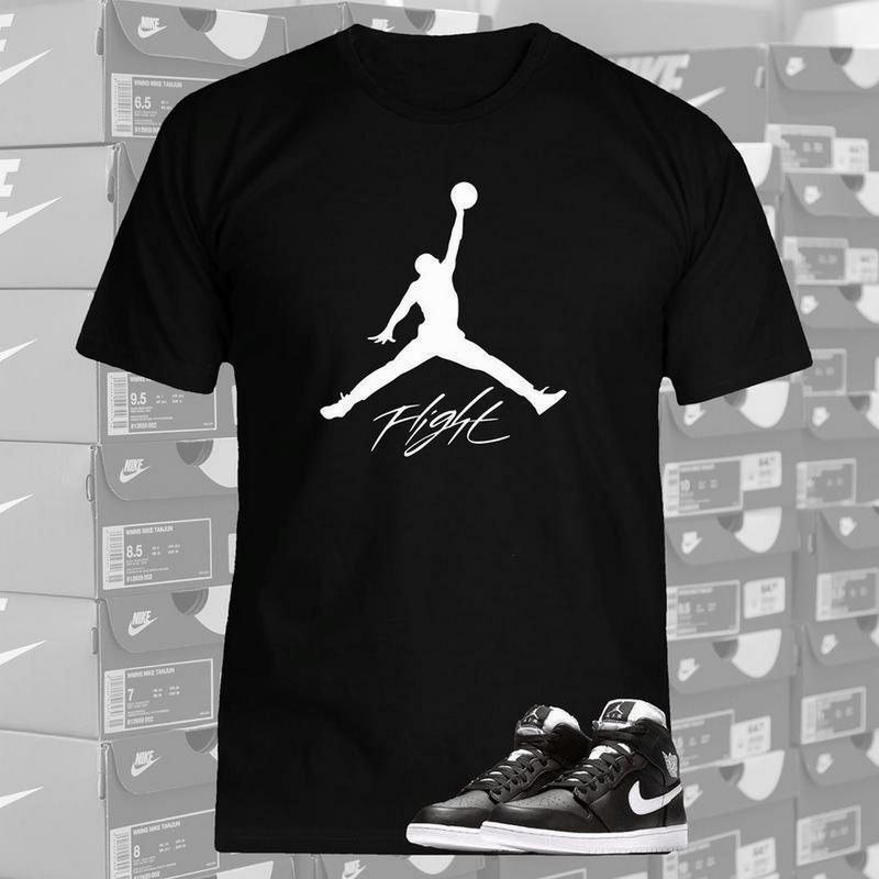 Sneaker Tee Shirt To Match Air Jordan Shoes, Jumpman Flight White Text, Unisex Sizing, Unisex Cotton Graphic Shirt