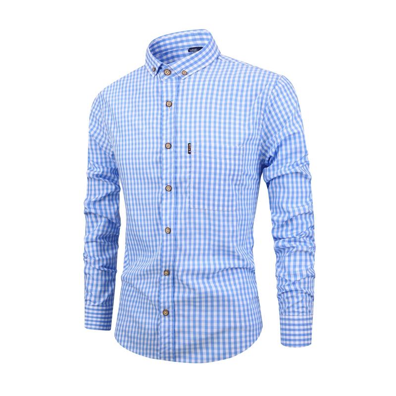 Men's Stylish Checkered Pattern Shirt, Casual Breathable Lapel Button Up Long Sleeve Shirt Top For City Walk Street Hanging Outdoor Activities