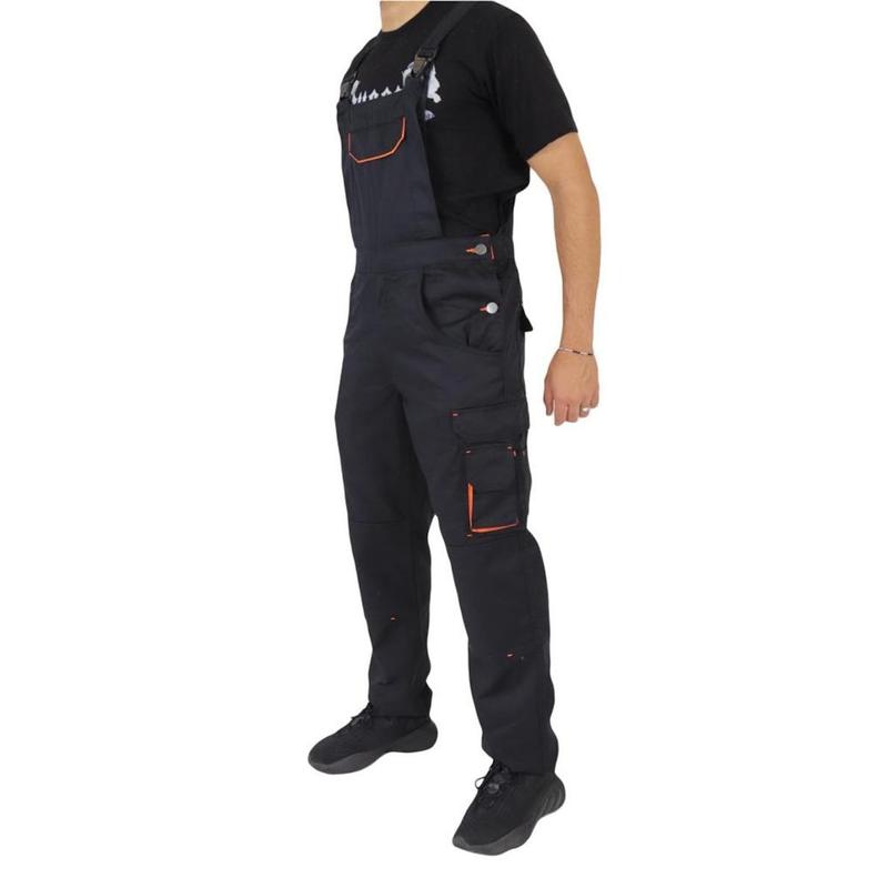 Bib and Brace Overalls Heavy Duty Work Trousers combat Cargo Dungarees Knee Pad Pockets