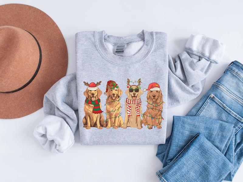 Golden Retriever Christmas Sweatshirt, Dog Christmas Shirt, Golden Mom Tshirt, Gift for Dog Lover, Holiday Sweater, New Year Shirt