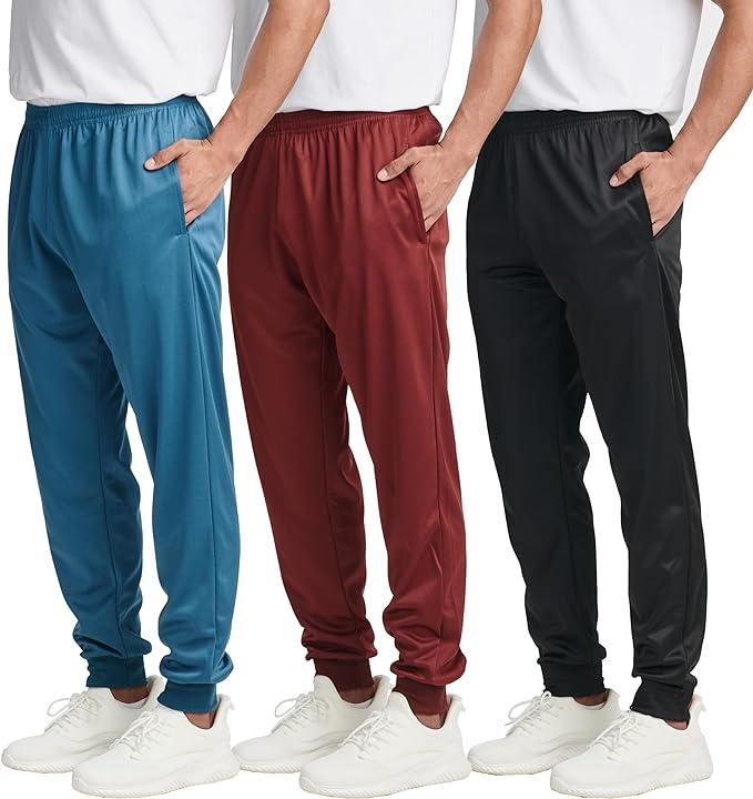 3 Pack Men Slim Fit Fleece Lined Casual Jogger Track Pants Sweatpants Gym Active