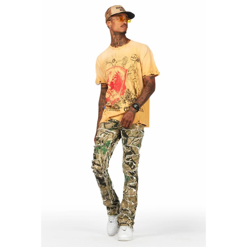 Shake Tree Camo Stacked Flare Jean