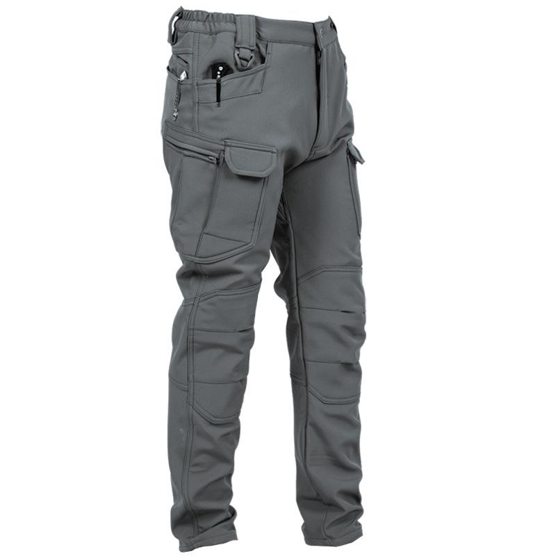 Outdoor Technical Trousers Men's Soft Shell Tactical Pants Fleece Warm Casual Working Pants Fleece-lined Thickened Climbing Pants