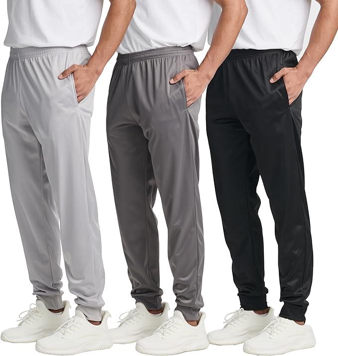 3 Pack Men Slim Fit Fleece Lined Casual Jogger Track Pants Sweatpants Gym Active