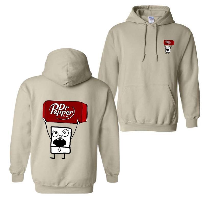 Dr Pepper Doodlebob 2 Sides T-shirt Sweatshirt Hoodie, Doodlebob Shirt, Cartoon Character And Dr Pepper, Dr Pepper Lover, Dr Pepper Gift, Dr Pepper Shirt, Graphic Printed Unisex Shirts, For Men For Women, Full Color, Printed In The USA