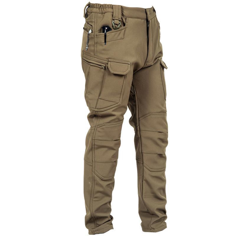 Outdoor Technical Trousers Men's Soft Shell Tactical Pants Fleece Warm Casual Working Pants Fleece-lined Thickened Climbing Pants