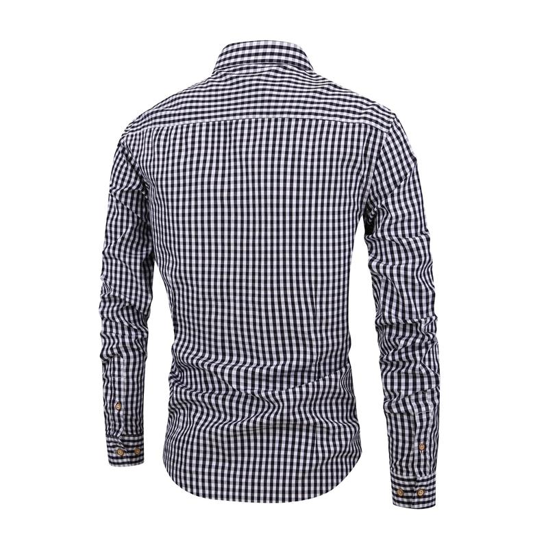 Men's Stylish Checkered Pattern Shirt, Casual Breathable Lapel Button Up Long Sleeve Shirt Top For City Walk Street Hanging Outdoor Activities