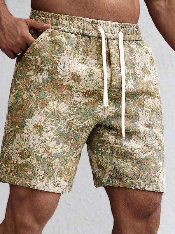 Men's Loose Floral Print Drawstring Waist Shorts, Casual Comfy Pocket Bermuda Shorts for Summer, Shorts for Men, Men's Bottoms for Daily Wear