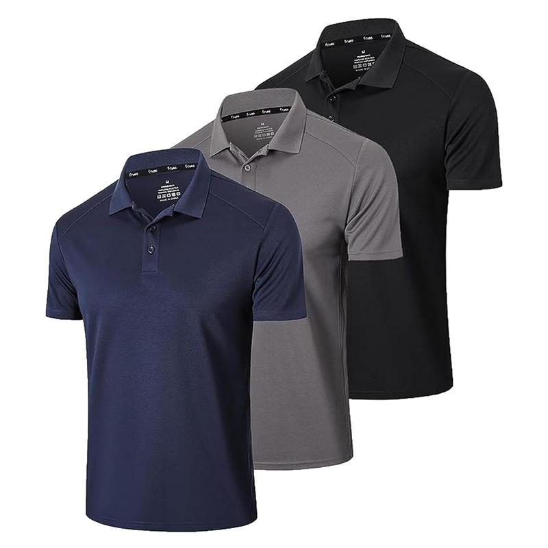 3 6 Pcs Mens Vintage Casual Polo shirt-Soft Medium Stretch, Button-Up, Regular suit,Polyester Knit Fabric - Perfect for Summer Outdoor, Weekend Casual, Sports, and Workout Sets