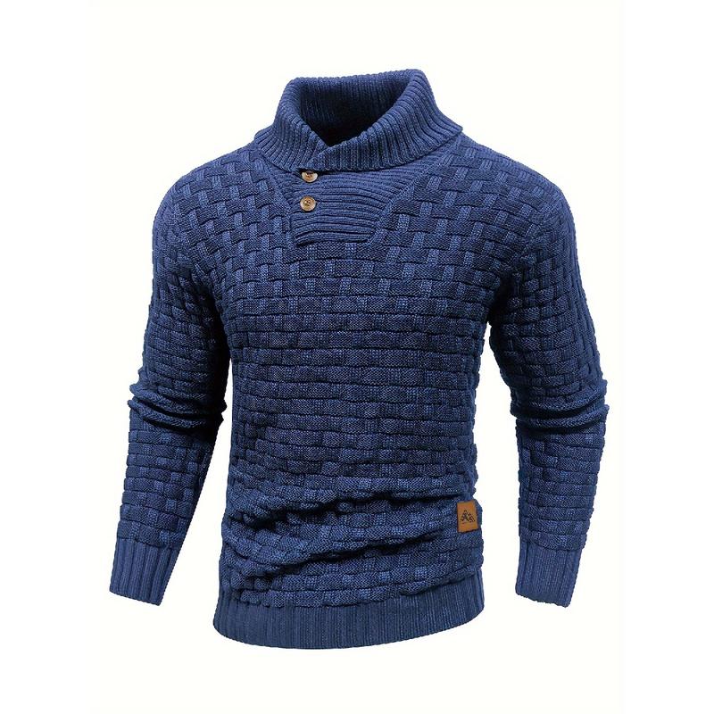 Men's Cozy Chic Waffle Pattern Sweater - High-Stretch, Soft, Breathable, Lightweight Pullover for Fall & Winter, Perfect for Mature Casual Everyday Wear