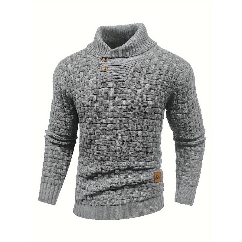 Men's Cozy Chic Waffle Pattern Sweater - High-Stretch, Soft, Breathable, Lightweight Pullover for Fall & Winter, Perfect for Mature Casual Everyday Wear