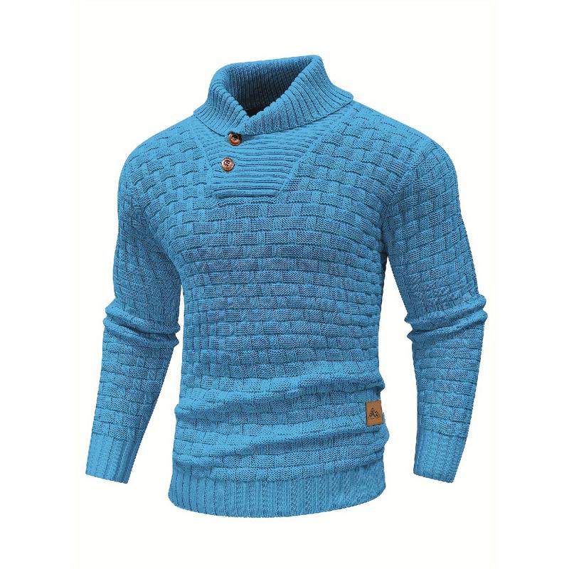 Men's Cozy Chic Waffle Pattern Sweater - High-Stretch, Soft, Breathable, Lightweight Pullover for Fall & Winter, Perfect for Mature Casual Everyday Wear