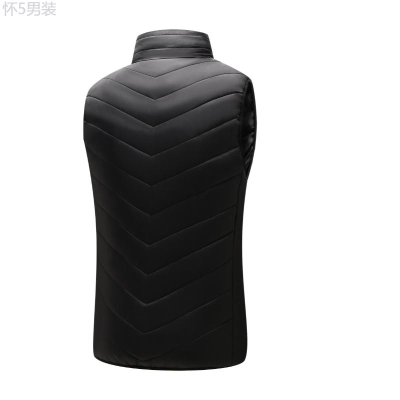 Winter Casual Stand Collar Heated Vest for Men and Women with 21 Heating Zones, Intelligent Constant Temperature, Polyester 100%, Sleeveless Non-Stretch Fabric, Regular Length with Flared Hem, Woven Solid Color Pattern Menswear Tops Knit Beige  Plain