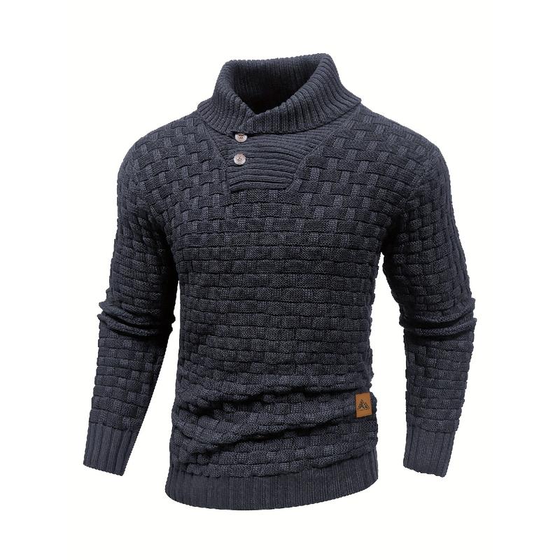 Men's Cozy Chic Waffle Pattern Sweater - High-Stretch, Soft, Breathable, Lightweight Pullover for Fall & Winter, Perfect for Mature Casual Everyday Wear