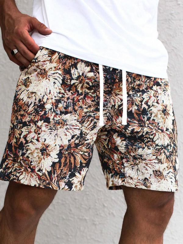 Men's Loose Floral Print Drawstring Waist Shorts, Casual Comfy Pocket Bermuda Shorts for Summer, Shorts for Men, Men's Bottoms for Daily Wear