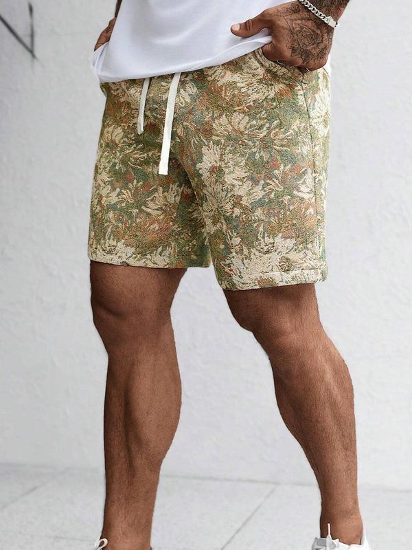 Men's Loose Floral Print Drawstring Waist Shorts, Casual Comfy Pocket Bermuda Shorts for Summer, Shorts for Men, Men's Bottoms for Daily Wear