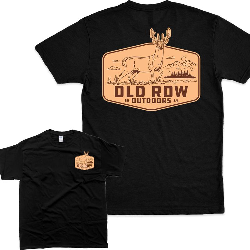 Old Row Outdoors Deer Front and Black Graphic T-shirt For Men For Women