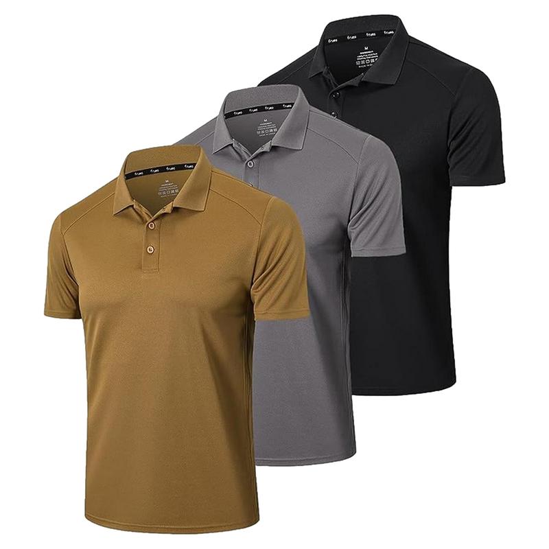 3 6 Pcs Mens Vintage Casual Polo shirt-Soft Medium Stretch, Button-Up, Regular suit,Polyester Knit Fabric - Perfect for Summer Outdoor, Weekend Casual, Sports, and Workout Sets