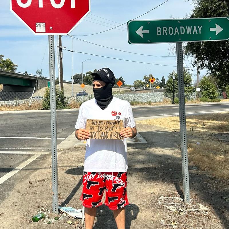 Stay Dangerous mesh 7inch red shorts Menswear