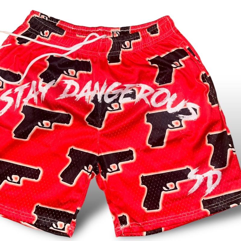 Stay Dangerous mesh 7inch red shorts Menswear