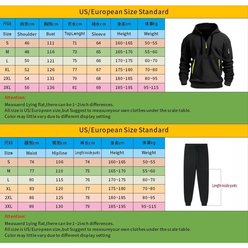 2024 new Spring and Autumn men's multi-pocket zipper hoodie + sweatpants two-piece jogging leisure fitness sports clothing set