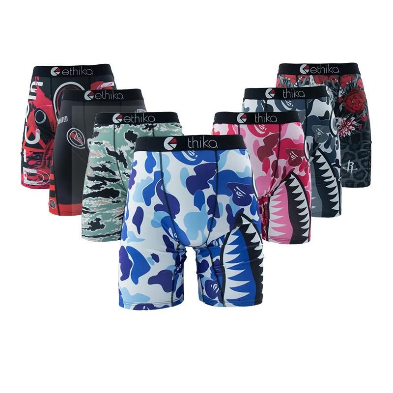 3-piece set of sexy men’s ethika underwear, featuring fashion prints, breathable fabric, plus size, men’s athletic boxer shorts, and novelty boxer briefs