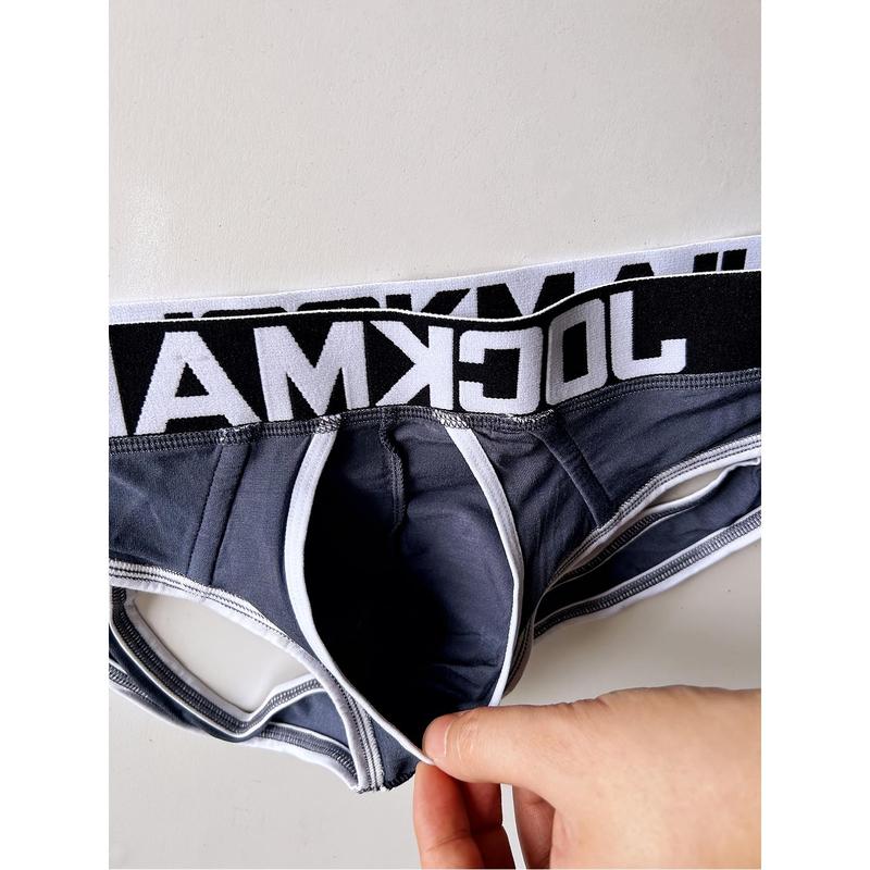 3 piecesJOCKMAIL Men's Sexy Low Waist Briefs, Butt Reveal Open Crotch Underwear