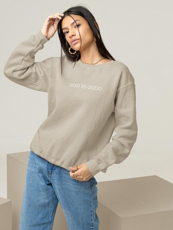 Jesus is King sweatshirt, God is Good sweatshirt, Christian Based Clothing, Faith Based Apparel, Embroidered Crewneck Sweatshirt, Religious Cotton Fabric Womenswear Pullover Long Sleeve Sweaters christian merch