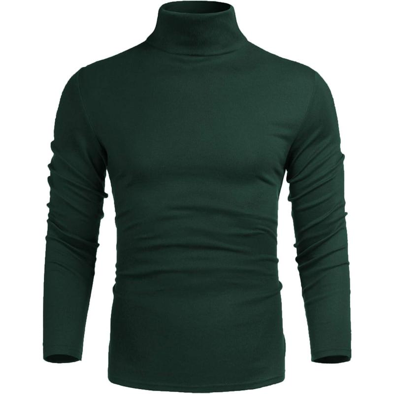 Men's Casual Slim Fit Basic Tops Knitted Lightweight Turtleneck Pullover Sweater Long Sleeve Knitwear Menswear Biker High Neck Long Sleeve Knife Plain Beige