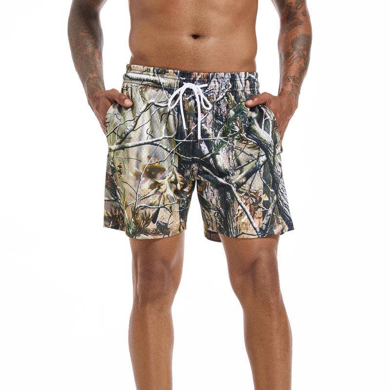 5 Inches Inseam Real Tree Casual Mesh Camo Shorts, Breathable & Versatile for Basketball, Beach, Gym, Running - Streetwear Style Workout Summer Clothes & Menswear Underwear