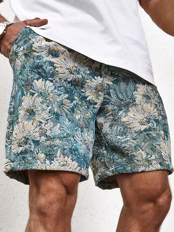 Men's Loose Floral Print Drawstring Waist Shorts, Casual Comfy Pocket Bermuda Shorts for Summer, Shorts for Men, Men's Bottoms for Daily Wear