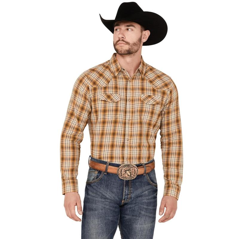 Blue Ranchwear Men's Tustin Plaid Print Long Sleeve Snap Work Shirt - Brfa23w56-Cml