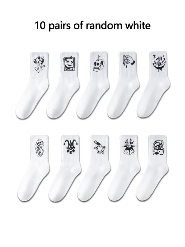 Men's Random Cartoon Clown Print Athletic Socks, Casual Sporty Moisture Wicking Socks, Socks for Men, Soft Comfy Breathable Sports Socks for All Seasons Daily Wear