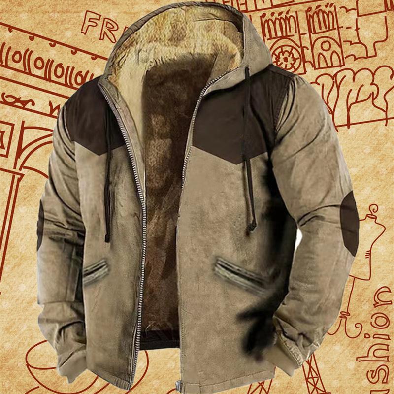 2024 Autumn Winter New AmericanUnisex Hoodie Printed Hoodie Versatile LooseLarge Size Unisex Thickened Plush Thick ZipperJacket Coat Casual Clothing Menswear Jeans Leggings Long Outdoor Relaxed Fit Simple Stylish