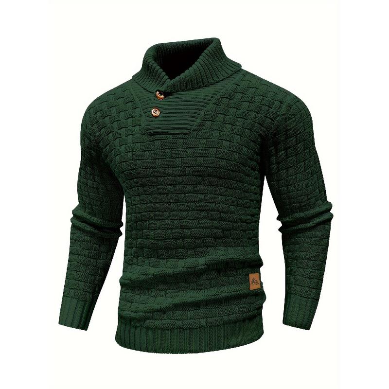 Men's Cozy Chic Waffle Pattern Sweater - High-Stretch, Soft, Breathable, Lightweight Pullover for Fall & Winter, Perfect for Mature Casual Everyday Wear