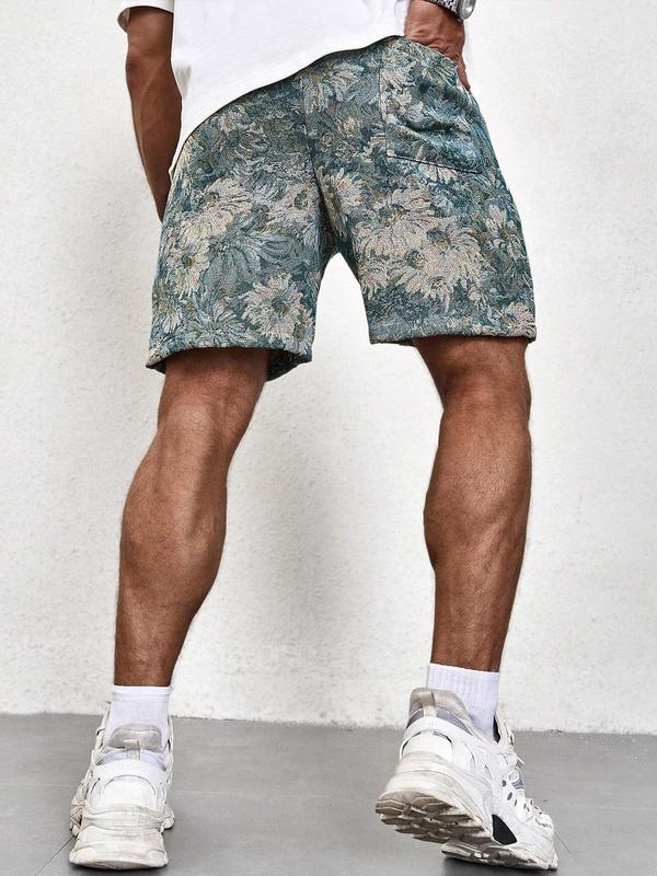 Men's Loose Floral Print Drawstring Waist Shorts, Casual Comfy Pocket Bermuda Shorts for Summer, Shorts for Men, Men's Bottoms for Daily Wear