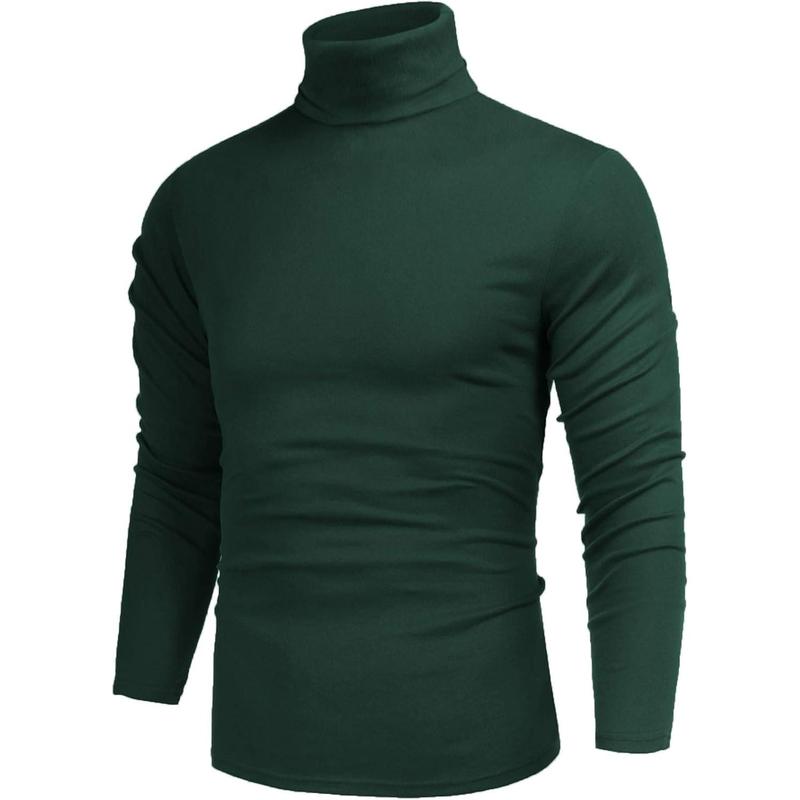 Men's Casual Slim Fit Basic Tops Knitted Lightweight Turtleneck Pullover Sweater Long Sleeve Knitwear Menswear Biker High Neck Long Sleeve Knife Plain Beige