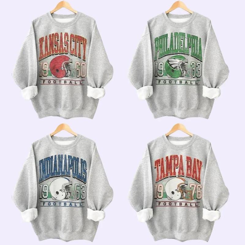 Vintage All Team Football Sweatshirt, All Team Football Game Day Cotton Soft Fabric Outfit Crewneck, Hometown City Football Shirt - Sport Graphic Sweatshirt - Unisex Sweatshirt - For Women And For Men - Football Fan Gifts