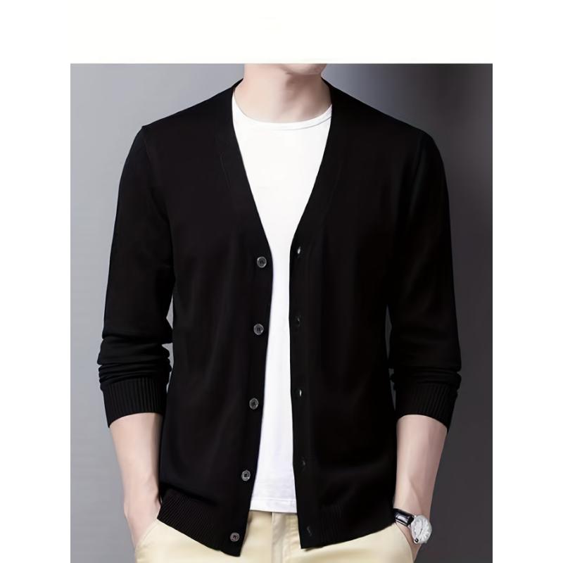 Plus Size Men's V-Neck Casual Button Sweater Cardigan For Autumn Winter