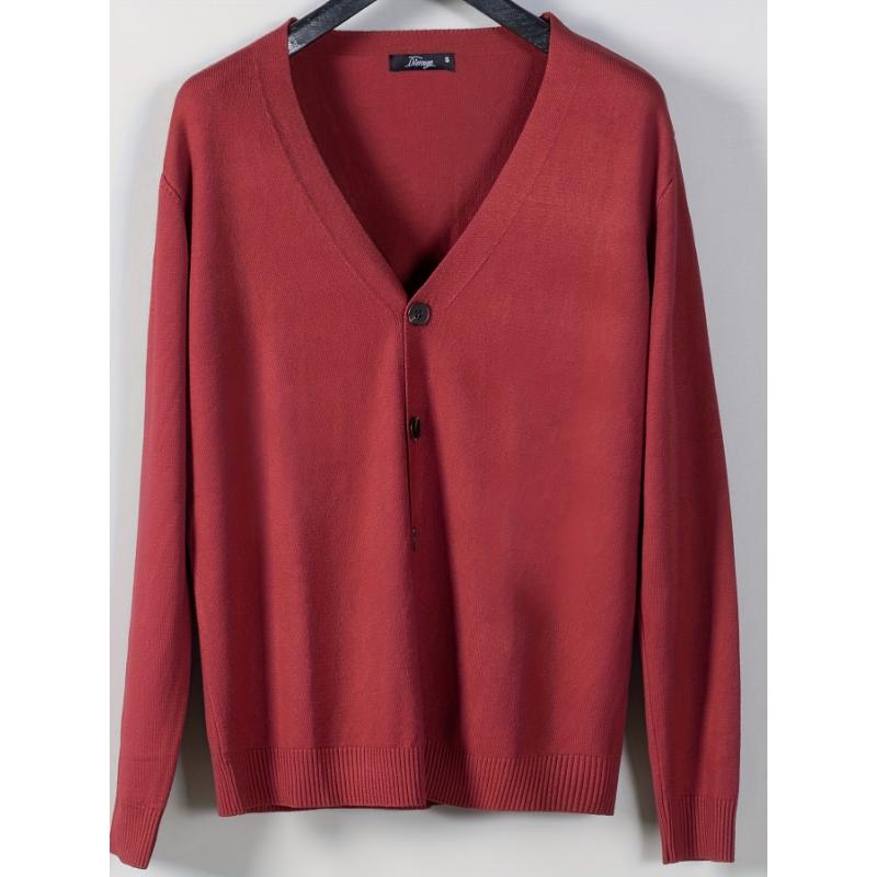 Plus Size Men's V-Neck Casual Button Sweater Cardigan For Autumn Winter