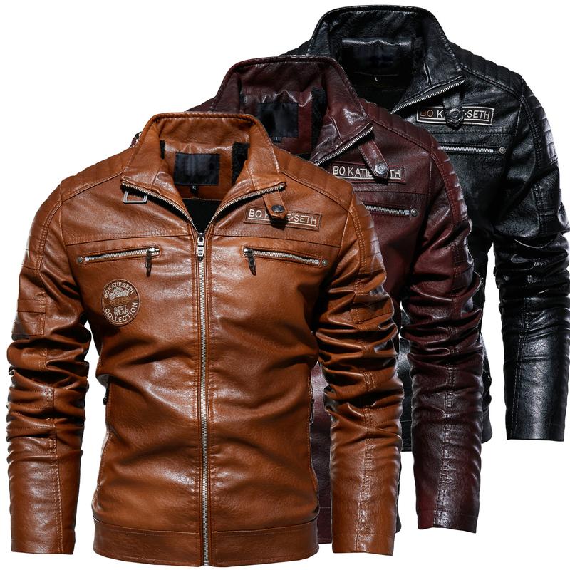 Artificial leather winter fur jacket men's jacket fashion trend motorcycle suit European and American PU jacket jacket