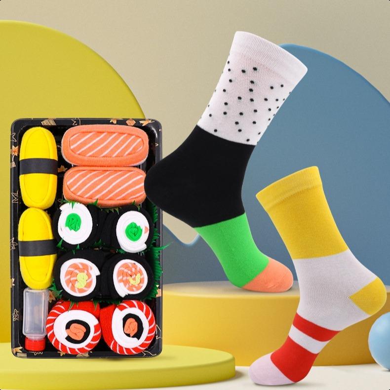 Sushi Socks, 3 Pairs 4 Pairs 5 Pairs Fun Socks, Unique Novelty Funny Socks for Men and Women, Sushi Lovers, Birthday, Thanksgiving Christmas Gift Idea WOMenswear