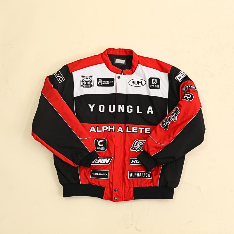 YoungLA - Graphic Racer Jacket in Red, Black and White