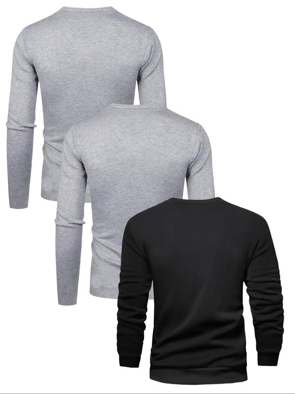 Men's Solid Round Neck Sweatshirt, Regular Fit Casual Long Sleeve Crew Neck Pullover for Fall & Winter, Men's Clothes for Daily Wear