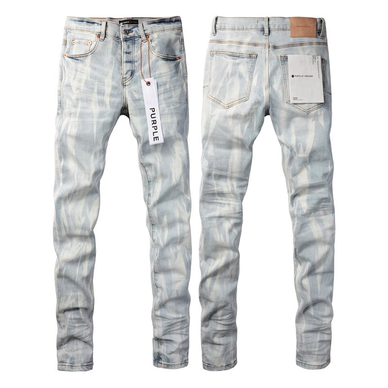 Purple brand Men's Jeans Casual Comfort Holes Fashionable Straight Skinny Slim Fit Jeans, Ripped Stretch Jeans Denim Pants