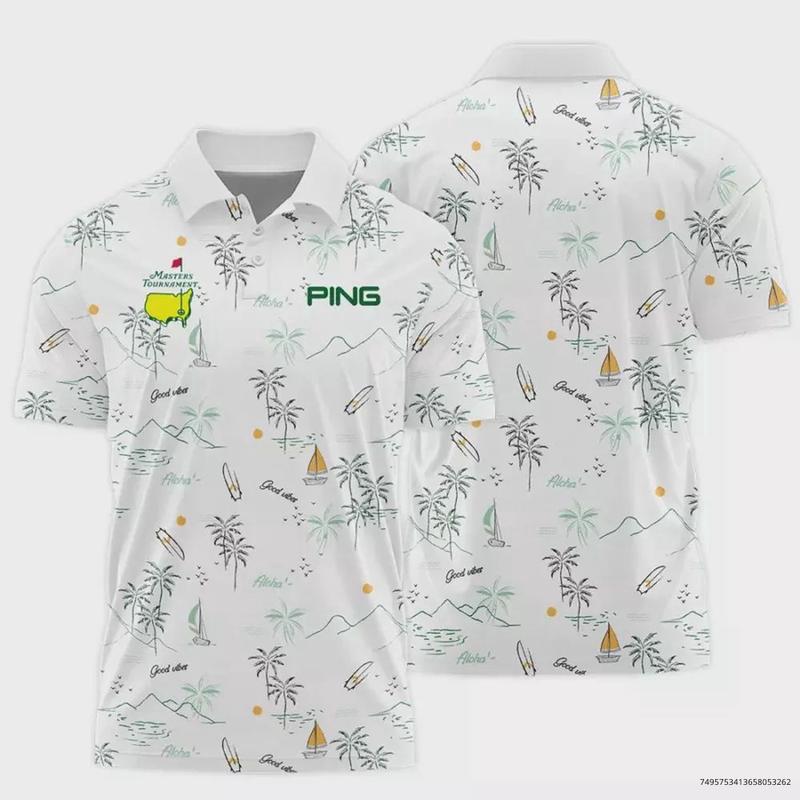 Island Seamless Pattern Golf Mas.ters Tournament Pi.ng Polo Shirt